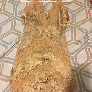 Gold Fringed “Out on the Town” mini dress